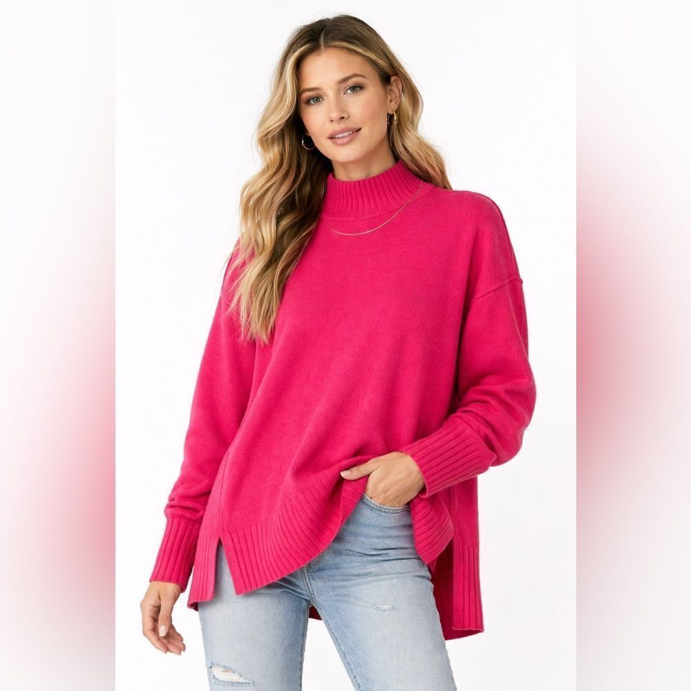 Free People Oversized Knit Sweater- Hot Pink NWOT! ✨